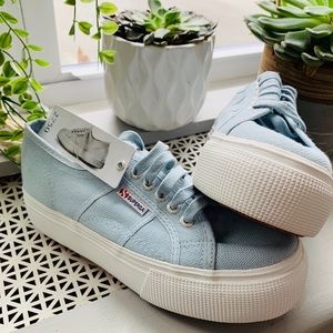 Women’s Dusty Blue Platform Superga Sneakers